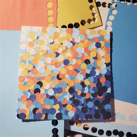 Orange and Blue Paper Collage Art on Canvas Original Paper Mosaic ...