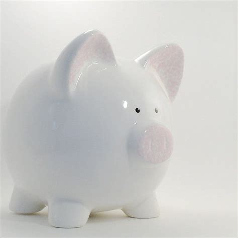 White Personalized Piggy Bank Classic Plain White Piggy Bank Etsy