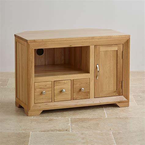 Bevel Small Corner Tv Cabinet In Solid Oak Oak Furniture Land