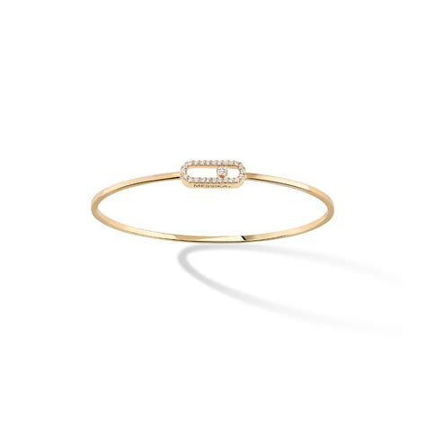 Bracciale Rigido Messika Move Uno Pavé MM in Oro Giallo Dobner