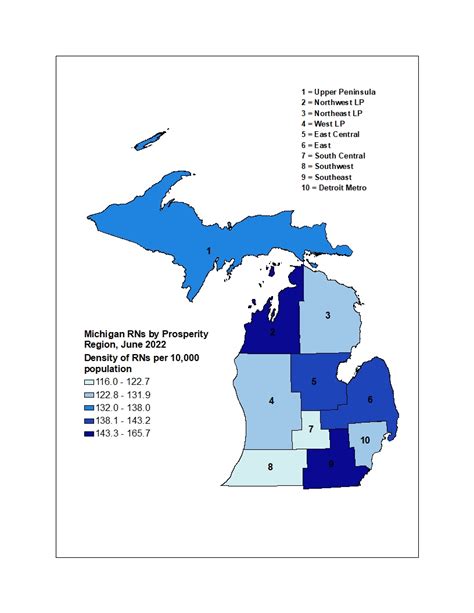 Michigan Nurse Mapping Michigan Licensed Rns By Prosperity Region And