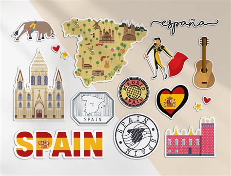 A Sticker Sheet Spain Landmarks Vinyl Stickers Spanish Madrid Map