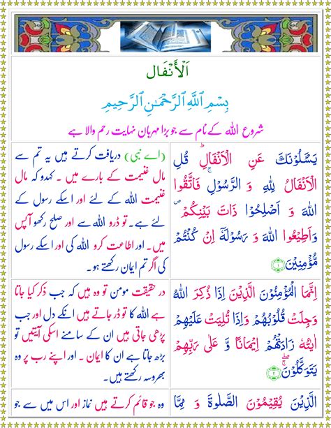 Surah Al Anfal Urdu Quran O Sunnat