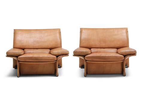 Thick Camel Leather Club Chairs By Titiana Ammannati And Giampiero