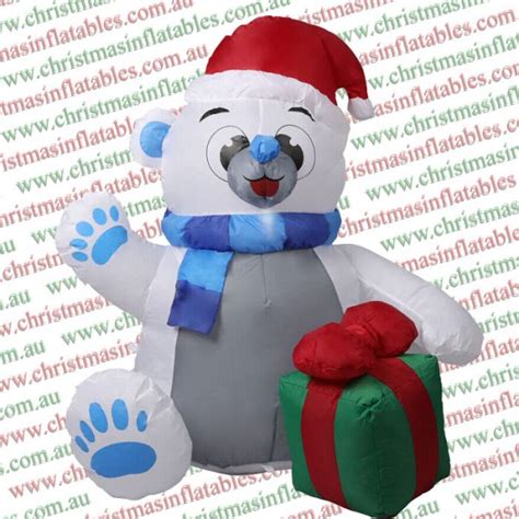 1.2m Polar Bear with Toy Christmas Inflatable – Airfigs Inflatables