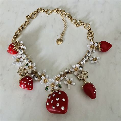 Betsey Johnson Strawberry Statement Necklace With Flo Gem