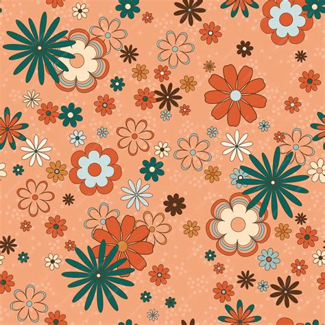 Premium Vector Retro Floral Seamless Vector Pattern In Mid Century