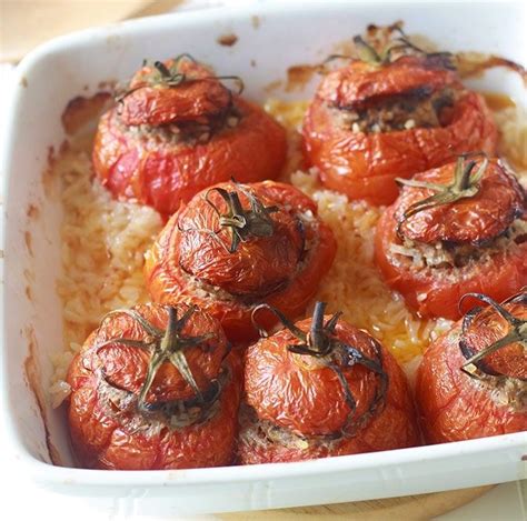 Tomates farcies et riz au four farce à la viande hachée Recette