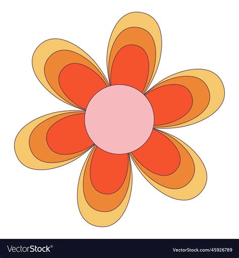 Retro S Groovy Hippie Sticker Daisy Flower Vector Image