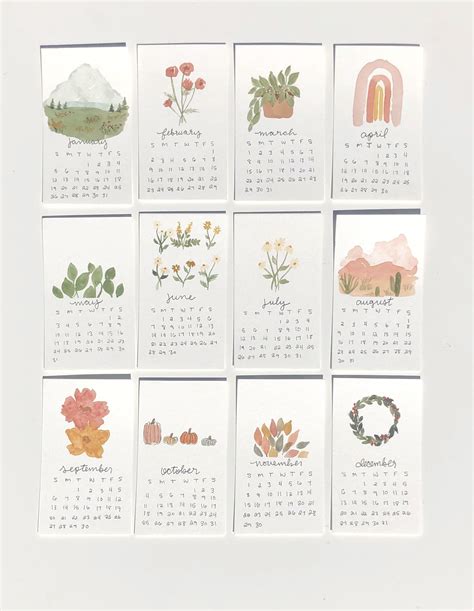 Hand Painted Watercolor Calendar Watercolor Calendar Diy Calender