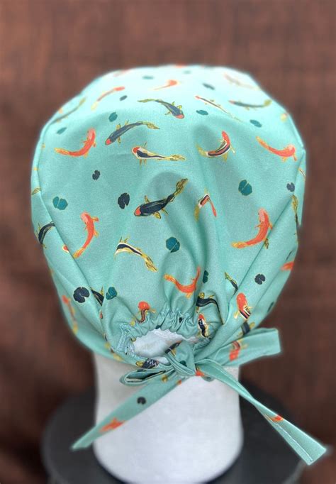 Japanese Koi Fish Surgical Scrub Cap Unisex Style Womens Etsy