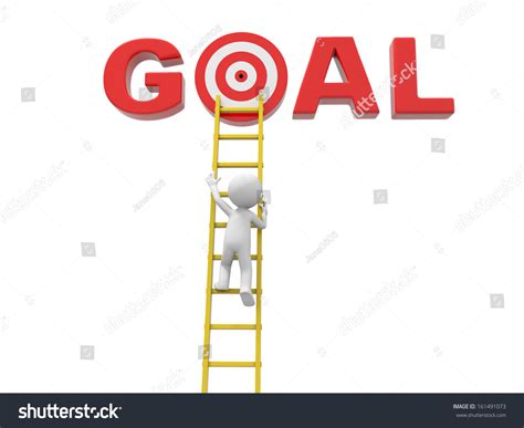 3d Man Climbing Ladder Target Word Stock Illustration 161491073