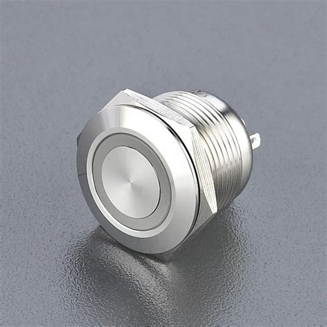 19mm LED Pushbutton Switch Stainless Steel Waterproof Momentary Flat