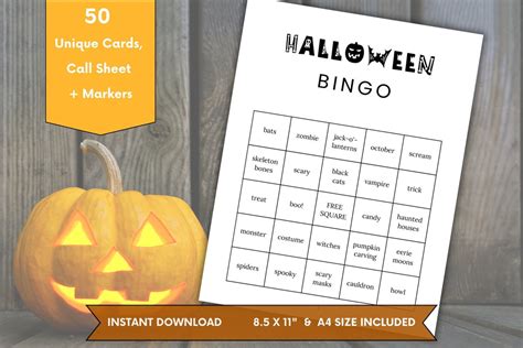 50 Halloween Bingo Cards Halloween Printable Party Game Activity Instant Download Classroom