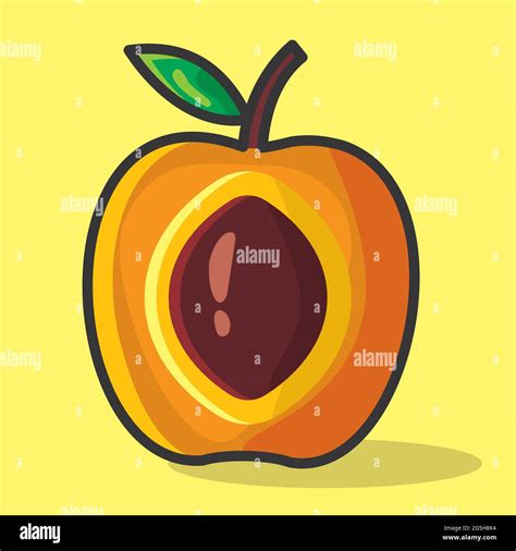 Apricot Fruit Slice Vector Illustration In Flat Style Stock Vector