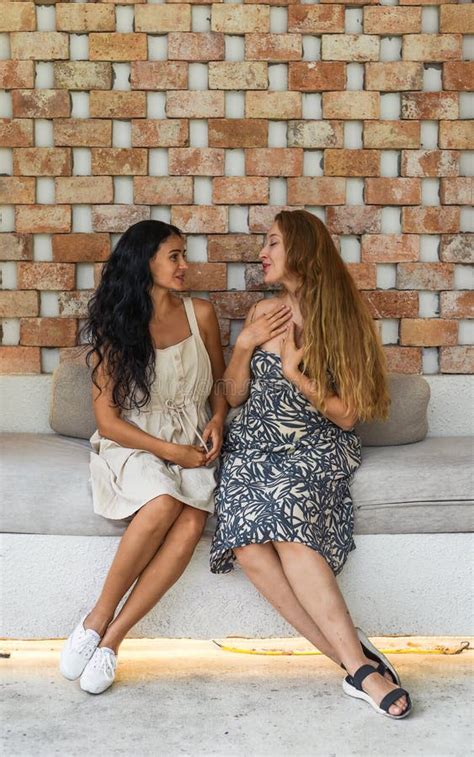 Russian Beautiful Blonde Woman Talking With Her Best Friend Stock Image Image Of Female Adult