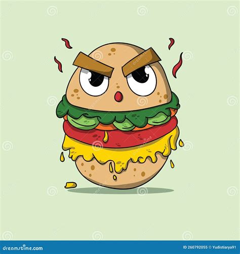 The Burger Monster With Big Eyes Cartoon Vector