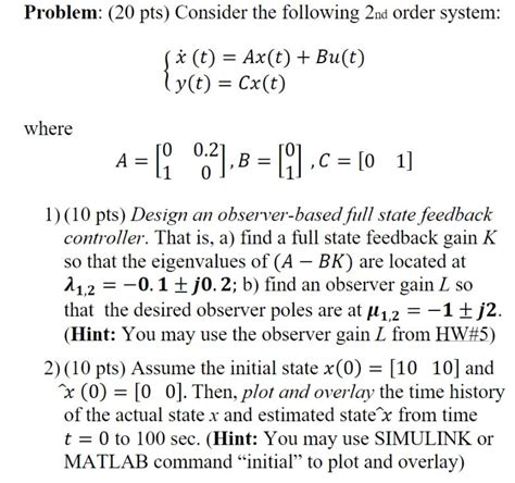 Design An Observer Based Full State Feedback