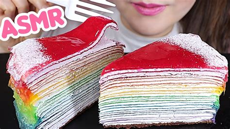 Asmr Crepe Cake Rainbow 레인보우 크레이프 케이크🌈 Dessert Asmr Mukbang Eating