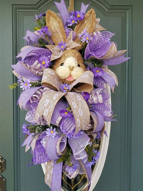 Easter Swag For Front Door Sisal Bunny Wreath Easter Wreath Bunny