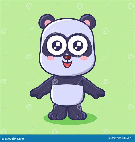 Cute Panda Animal Cartoon Character Vector Illustration Stock Vector