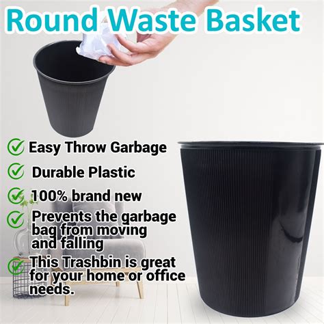 Snz Round Waste Basket Recycling Bin Trash Can For Office Home Bedroom