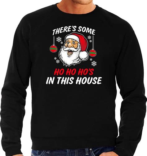 Bellatio Decorations Foute Humor Kersttrui Kerstman Kerst Sweater Zwart