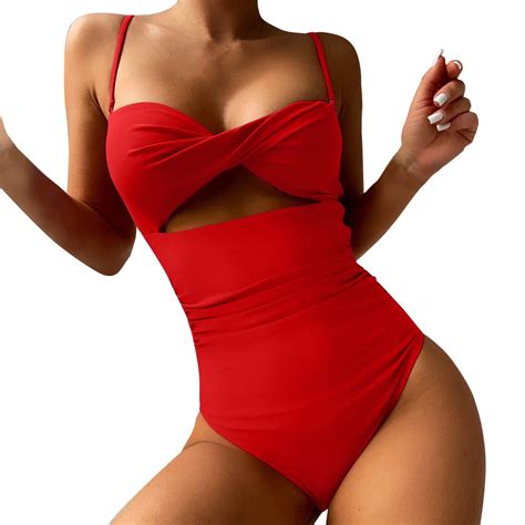 Fhsagq Summer Female Womens 1 Piece Swimsuits Women Camisole Swimsuit Set Sexy Bikini Solid