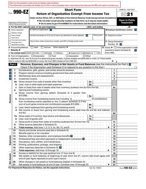 IRS Form 990 EZ Fill Out Printable PDF Forms Online