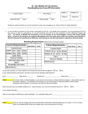 Fillable Online Boarding Fillable Drop Off Form October Doc Fax