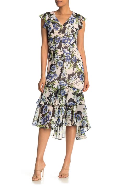 Floral Print High Low Ruffle Midi Dress By Tommy Hilfiger On Nordstrom