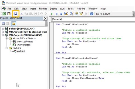 How To Close All Workbooks In Excel With Vba