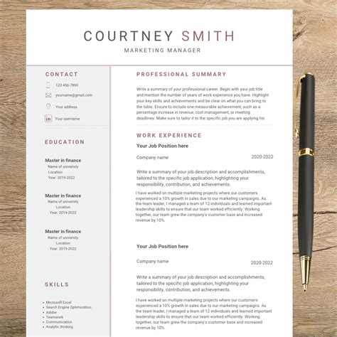 Resume Templates Word And Docs Professional Resume With Cover Letter