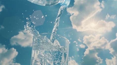 Premium Photo Pouring Water From Plastic Bottle Into Glass Under Sky