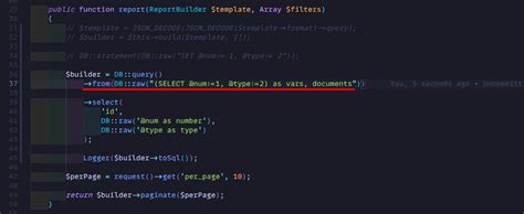 Php How To Use MySQL SET Variables In Laravel Query Builder Stack