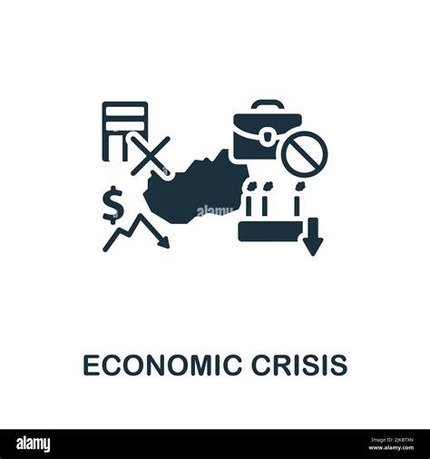 Economic Crisis Icon Monochrome Simple Line Economic Crisis Icon For