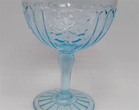 Rare Blue Mayfair Open Rose By Anchor Hocking Depression Glass 4 58 Champagne Or Sherbet Mint