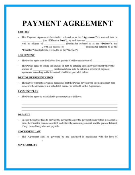 Free Payment Agreement Template Bogiolo