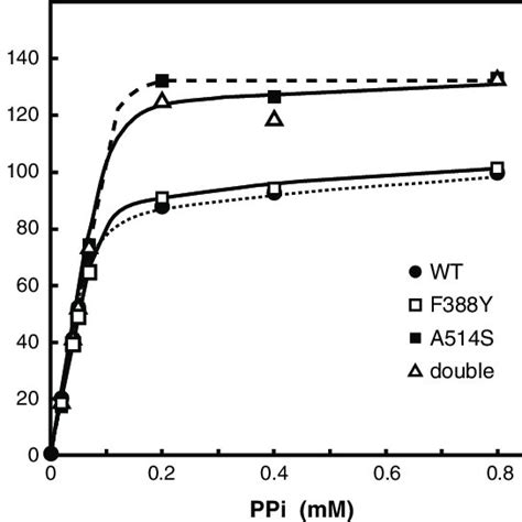 Substrate Activity Curves Of H PPase Mutants PPase Activities Of WT