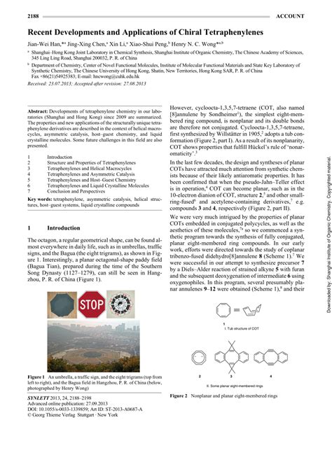 PDF ChemInform Abstract Recent Developments And Applications Of