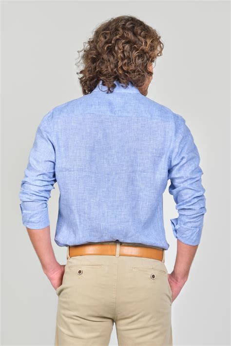 Camisa Classic Lino Azul Turqui Rafael Cure