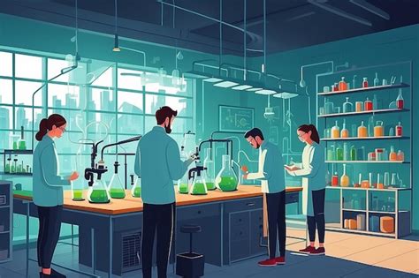 Criar Uma Imagem De Um Laboratório De Química Com Alunos Pesquisando Soluções De Energia