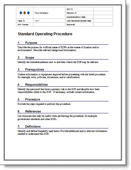 9 Standard Operating Procedure Sop Templates Word Excel Pdf Formats