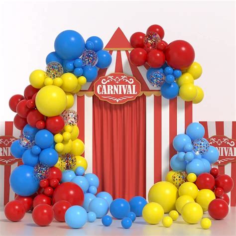 Janinus Colorful Carnival Balloons Arch Yellow Red Blue Rainbow