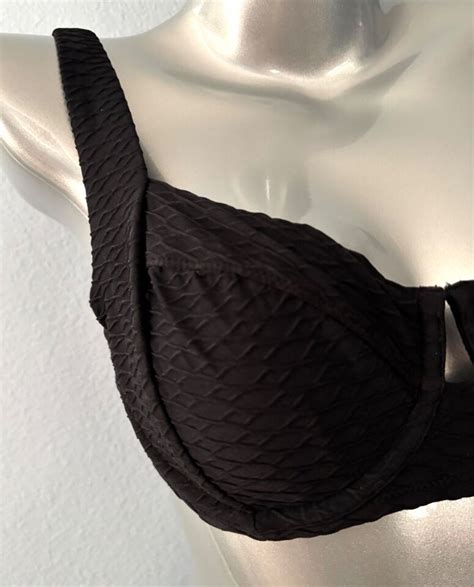 Victorias Secret Swim Nwt Black Textured Full Coverage Bikini Top C Ebay