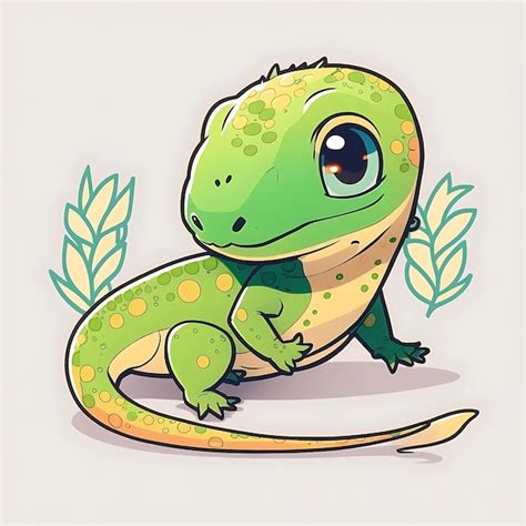 Premium Photo Kawaii Lizard Anime Art Style