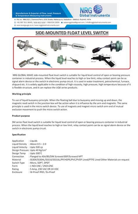 Side Top Mounted Level Switch For Pharma Industries At Rs Level