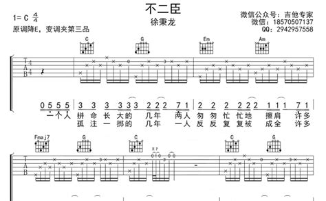 徐秉龙《不二臣》吉他谱c调吉他弹唱谱 打谱啦