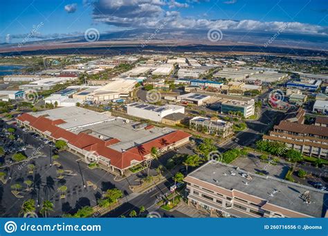 Aerial View Of The Hawaiian Town Of Kahului During Summer Stock Photo