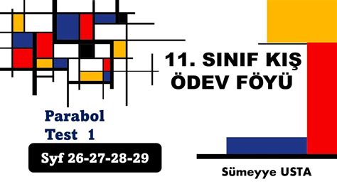 ACİL YAYINLARI 11 Sınıf KIŞ ÖDEV FÖYÜ Parabol Test 1 Syf 26 27 28